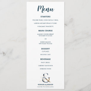 Elegant navy and gold Ampersand Menu