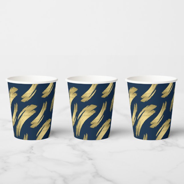  Elegant Navy and Gold Birthday Celebration Paper Cups (Multi)
