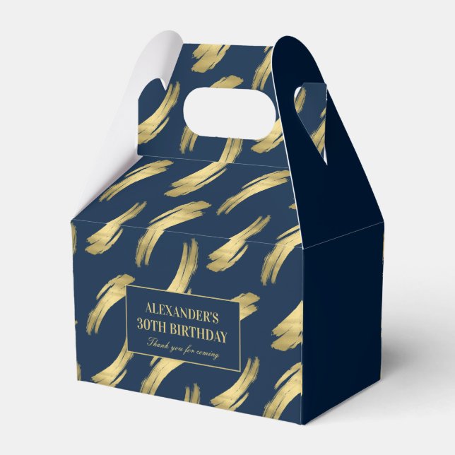 Elegant Navy and Gold Birthday Favour Boxes (Back Side)