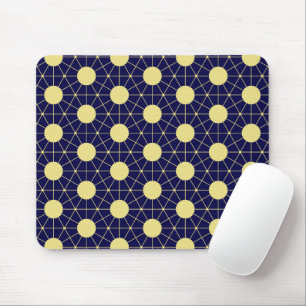 Elegant Navy and Gold Geometric Tile Pattern Mouse Pad