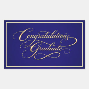 Elegant Navy and Gold Graduation Congratulations Sticker