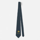 Elegant navy and gold personalized graduation tie