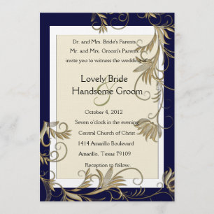 Elegant Navy and Gold Wedding Invitations