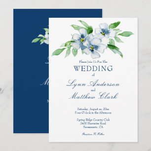 Elegant Navy and White Floral Wedding Invitation