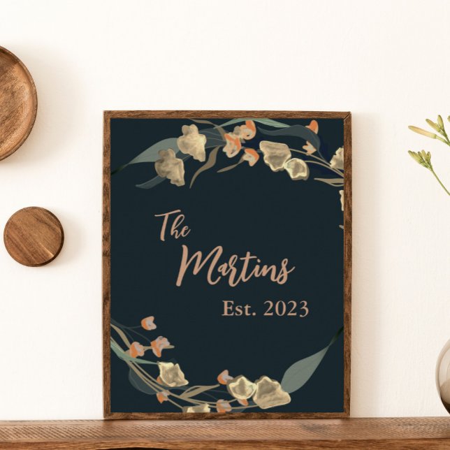 Elegant Navy Beige Botanical Family  Poster (Creator Uploaded)