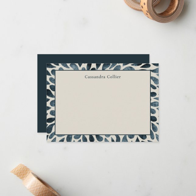 Elegant Navy Blue Abstract Modern Card (Front/Back In Situ)