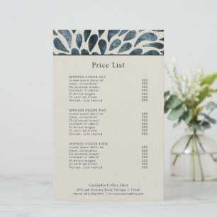 Elegant Navy Blue Abstract Modern Price List