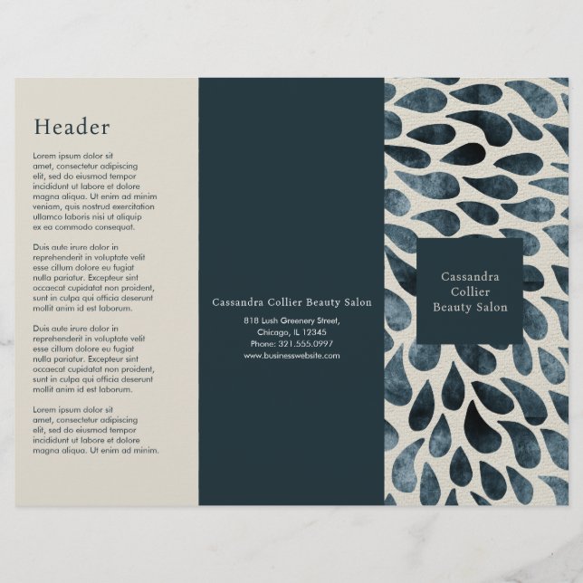 Elegant Navy Blue Abstract Modern Trifold Brochure (Front)