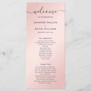 Elegant Navy Blue and Blush Wedding Program