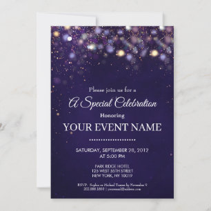 Elegant Navy Blue and Gold Circle Sphere Luxury Invitation