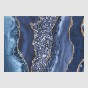 Elegant Navy Blue and Gold Glitter Ocean Agate Tissue Paper