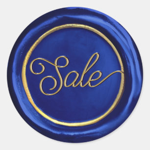 Elegant Navy Blue And Gold Sale Wax Seal Stickers