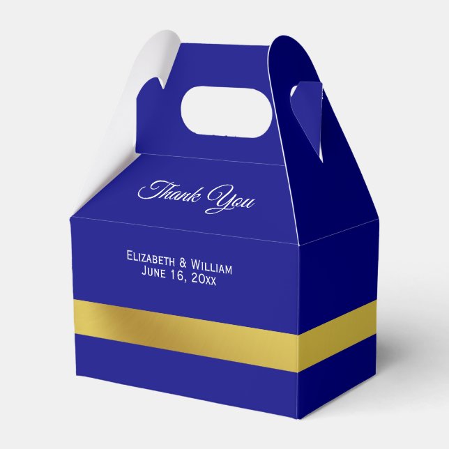 Elegant Navy Blue and Gold Thank You Favor Box (Front Side)