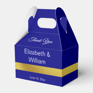 Elegant Navy Blue and Gold Wedding Thank You Favor Box