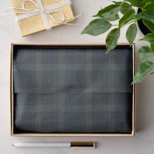 Elegant Navy Blue and Green Plaid Christmas Tissue Paper (Gift)