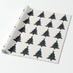 Elegant Navy Blue and Green Plaid Christmas Tree Wrapping Paper<br><div class="desc">Modern Christmas wrapping paper featuring a timeless design with Christmas trees with a muted navy blue and green plaid pattern.</div>