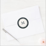 Elegant Navy Blue and Green Plaid Monogram Classic Round Sticker<br><div class="desc">Modern stickers featuring a timeless design with your monogram with a muted navy blue and green plaid border. These stickers make great envelope seals for Christmas cards.</div>