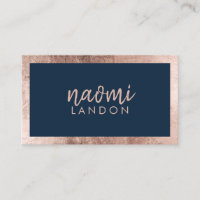 Elegant navy blue and rose gold modern minimalist