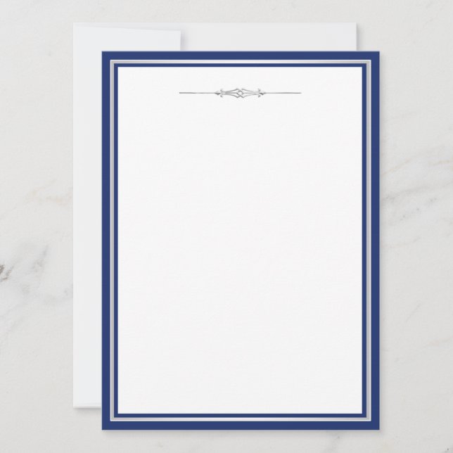 Elegant Navy Blue and Silver Invitation Template (Front)