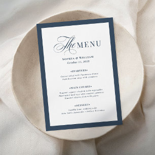 Elegant Navy Blue and White Border   Classic Luxe  Menu