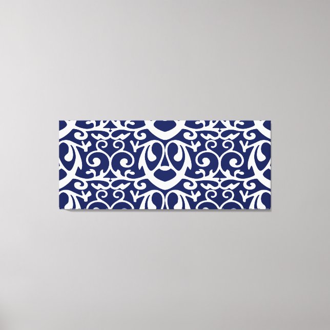 Elegant Navy Blue and White Canvas Wall Art (Front)