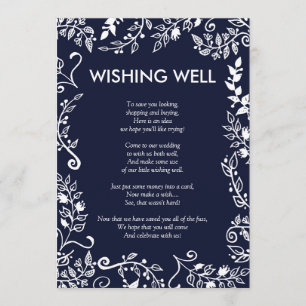 Elegant Navy Blue and White Floral Wishing Well Invitation