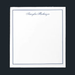 Elegant Navy Blue and White Personalized Notepad<br><div class="desc">Elegant Navy Blue and White Personalized Notepads. Navy blue is a timeless colour of both elegance and simplicity. If you need assistance or matching items,  please contact us at cedarandstring@gmail.com</div>
