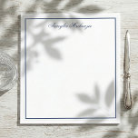 Elegant Navy Blue and White Personalized Notepad<br><div class="desc">Elegant Navy Blue and White Personalized Notepads. Navy blue is a timeless colour of both elegance and simplicity. If you need assistance or matching items,  please contact us at cedarandstring@gmail.com</div>