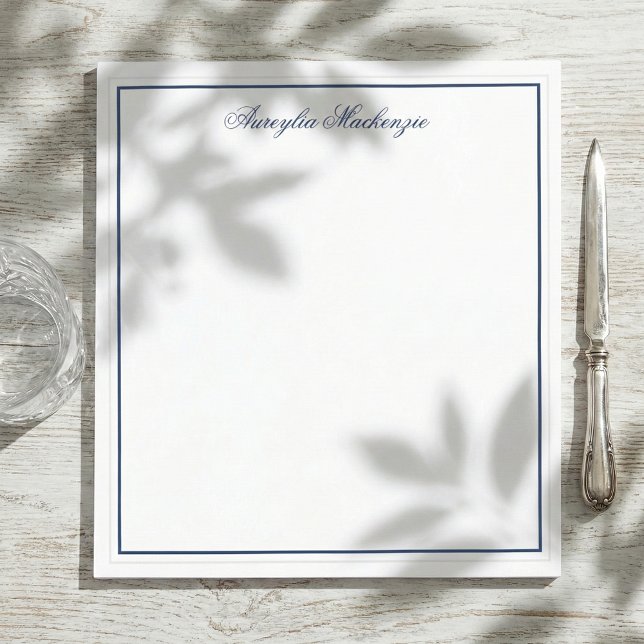Elegant Navy Blue and White Personalized Notepad (Creator Uploaded)