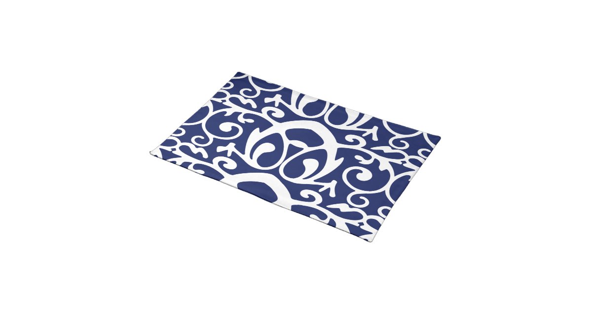 Elegant Navy Blue and White Placemat Zazzle