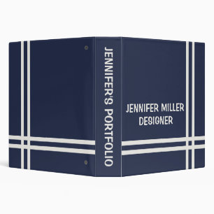 Elegant navy blue and white stripes design binder