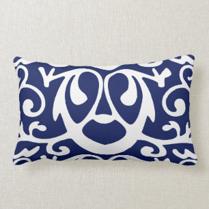 Elegant Navy Blue and White Throw Pillow