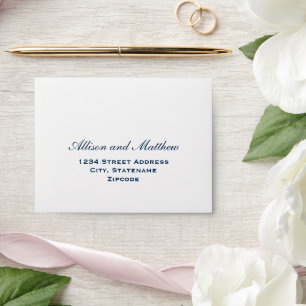 Elegant Navy Blue and White Wedding Envelopes