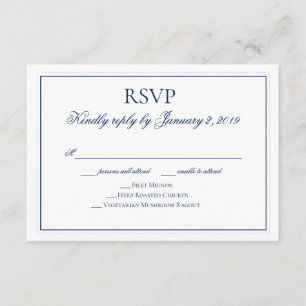 Elegant Navy Blue and White Wedding RSVP