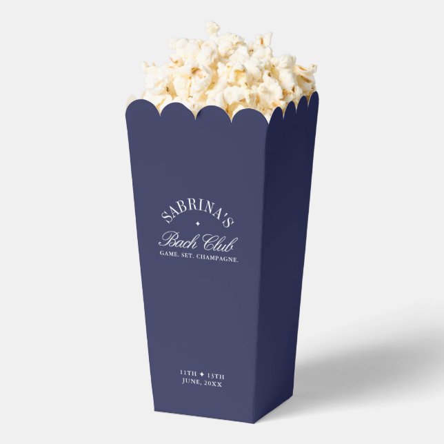 Elegant Navy Blue Bachelorette Personalized Favor Box (Popped)