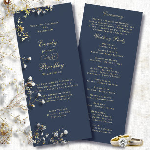 Elegant Navy Blue Background Gold Script Wedding Invitation