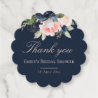 Elegant navy blue blush bridal shower thank you 