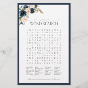 Elegant Navy Blue Blush Pink Bridal Shower Game
