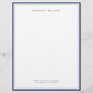 Elegant Navy Blue Border Simple Minimalist Letterhead