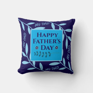 Elegant Navy Blue Botanical Dad Throw Pillow