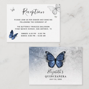 Elegant Navy Blue Butterfly Details Enclosure Card