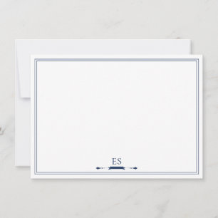 Elegant Navy Blue Chic Initial Monogram Card