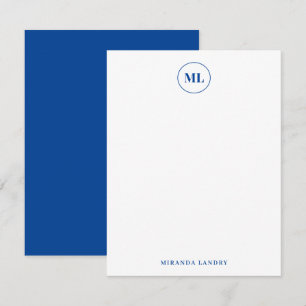 Elegant Navy Blue Circle Monogram Initials Name Card