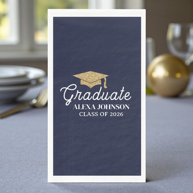 Elegant Navy Blue Class Of 2026 Graduation Napkin (Creator Uploaded)