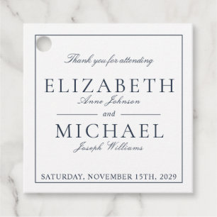 Elegant Navy Blue Classic Script Wedding Favour Tags
