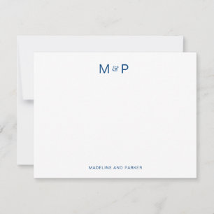 Elegant Navy Blue Contemporary Couple Monogram Card