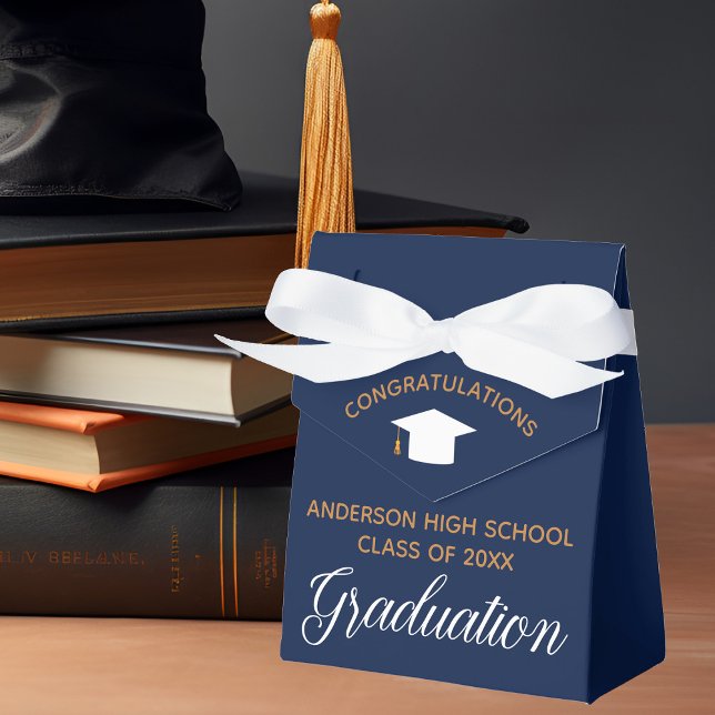 Elegant Navy Blue Custom 2024 Graduation Party Favor Box (Creator Uploaded)