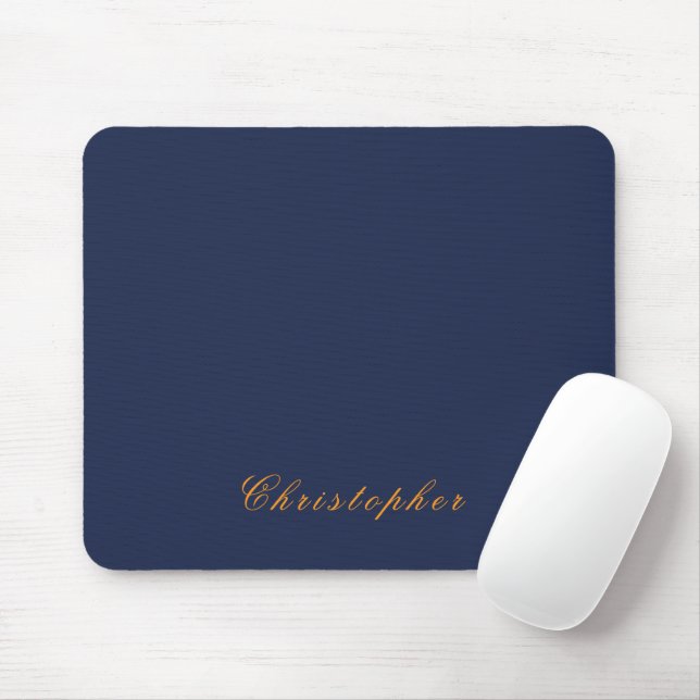 Elegant Navy Blue Custom Name  Mouse Pad (With Mouse)