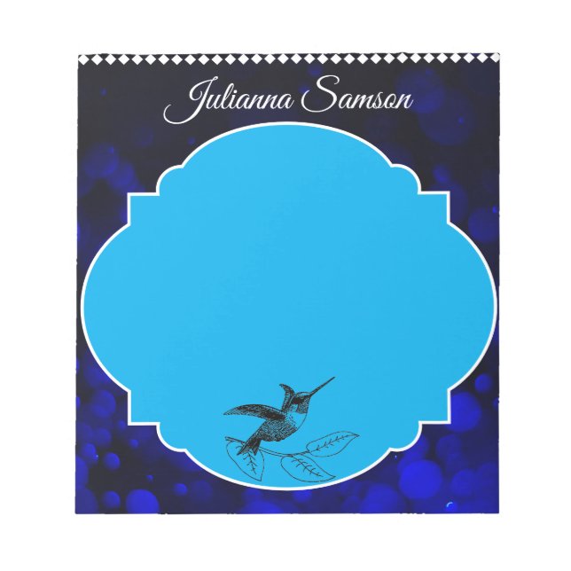 Elegant Navy-Blue Cute Bird Simple Minimalist  Notepad (Front)