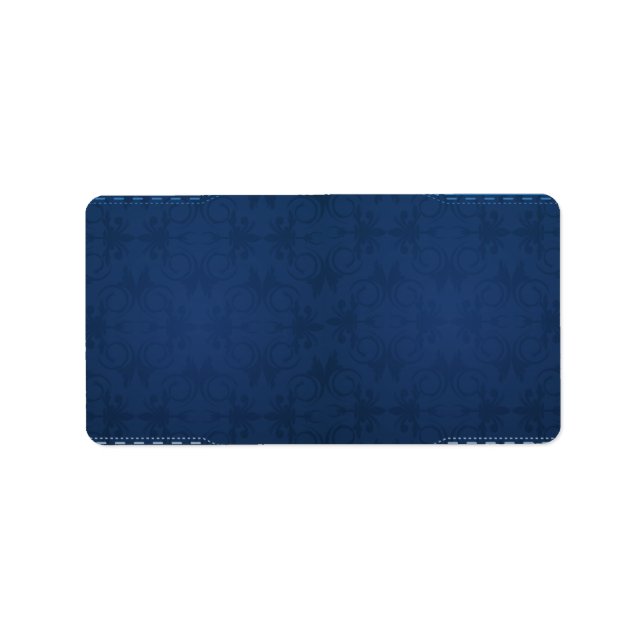 Elegant navy blue damask label (Front)